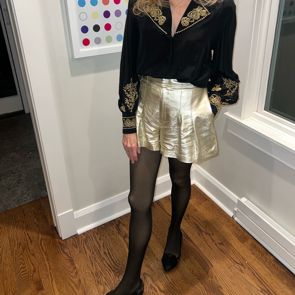 House Of Harlow 1960 Light Metallic Gold Shorts XS - Picture 3 of 6